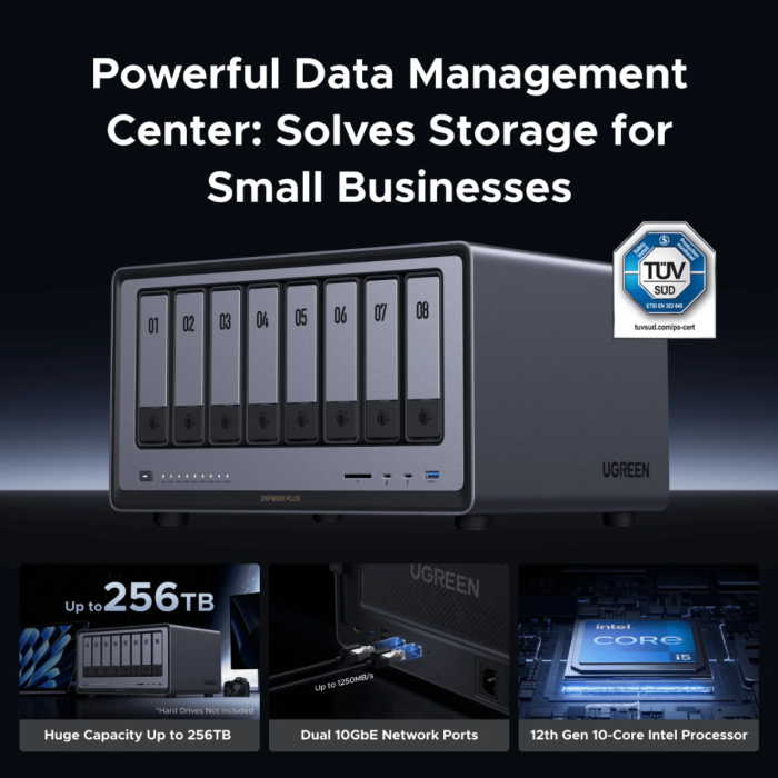 Ugreen NASync DXP8800 Plus for 8+2 drives, Intel i5-1235u, 8GB DDR5, 2x 10Gbe network