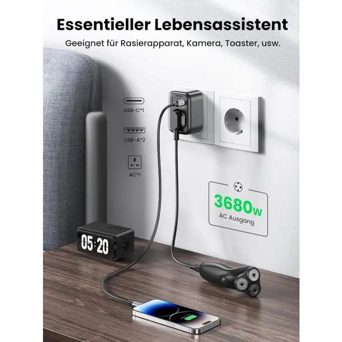 Ugreen Nexode 4in1 USB socket 30W with 2xUSB, 1xUSB-C and Quick Charge