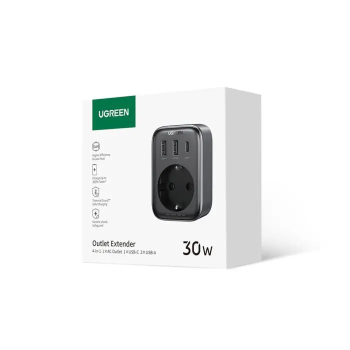 Ugreen Nexode 4in1 USB socket 30W with 2xUSB, 1xUSB-C and Quick Charge
