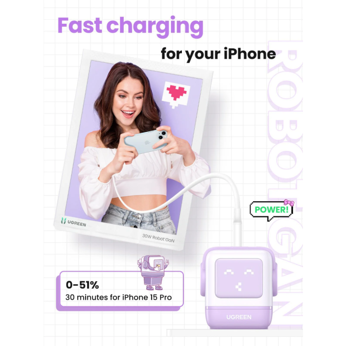 Ugreen Nexode Robot GaN 65W Charger - Purple