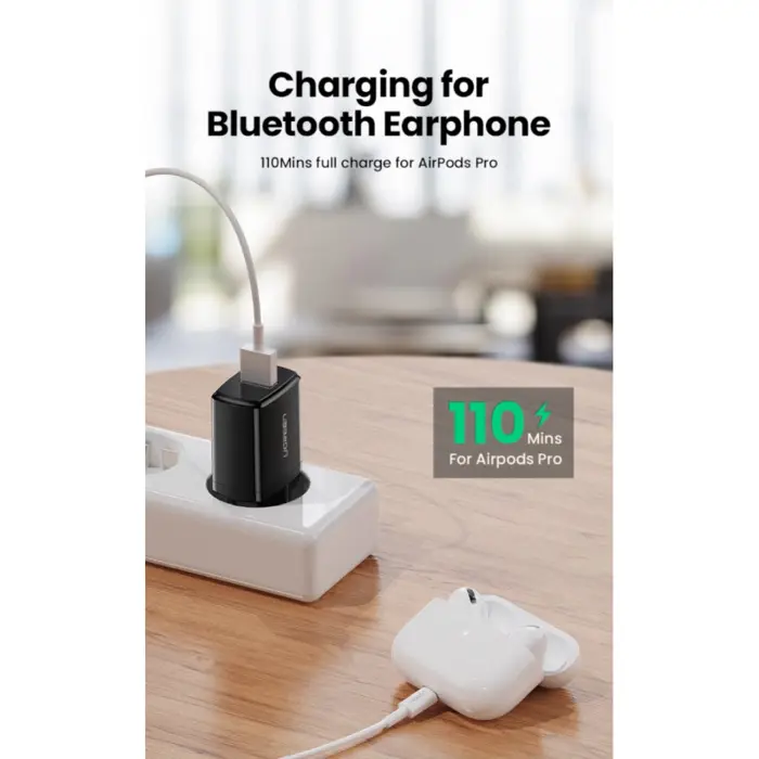 UGREEN punjač, 2,1A, USB-A, crni