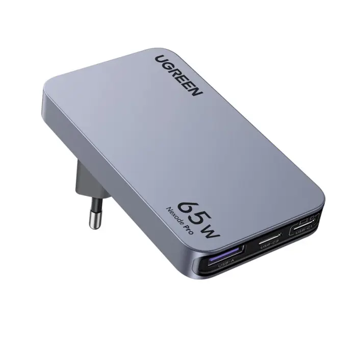 UGREEN Ultra-Slim Nexode Pro zidni punjač 65W, 2x USB-C, USB-A, GaNInfinity, sivi