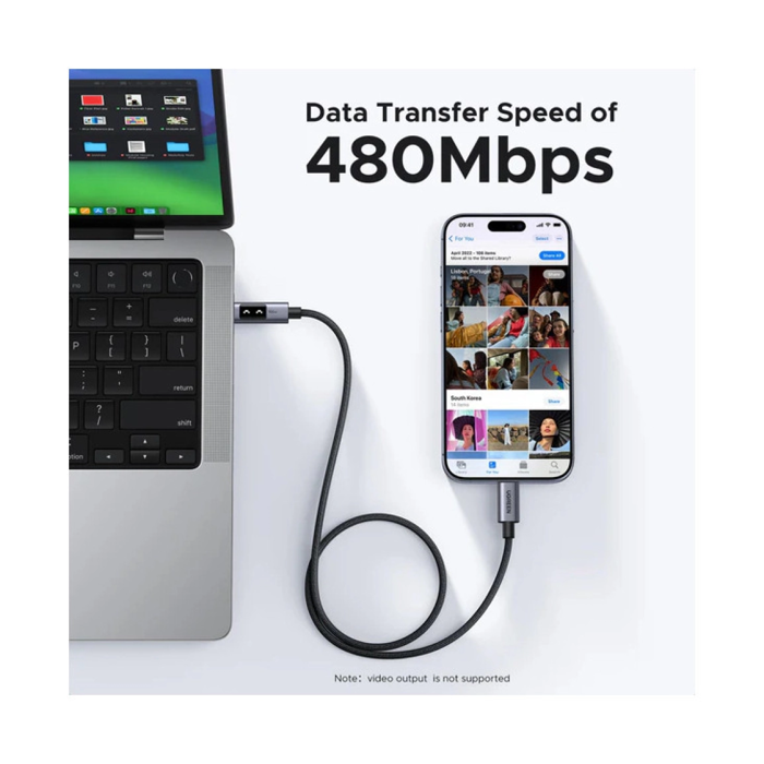UGREEN Uno USB-C (M) na USB-C (M), PD 100W, 480 Mbps, 2m