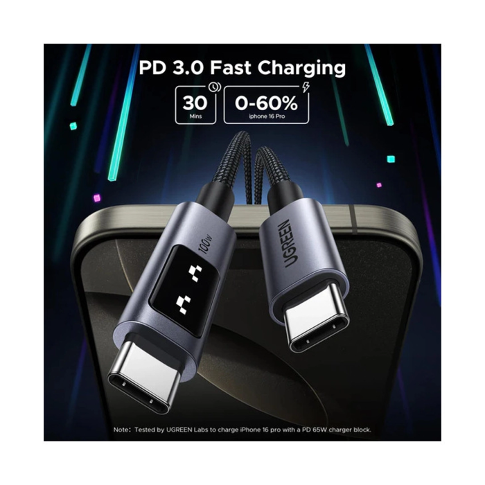 UGREEN Uno USB-C (M) na USB-C (M), PD 100W, 480 Mbps, 2m