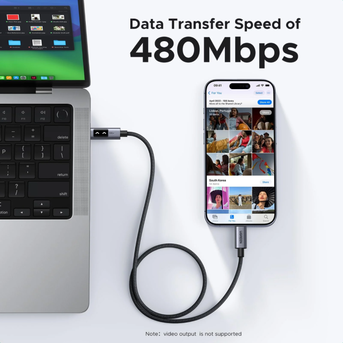 Ugreen Uno USB-C na USB-C polnilni kabel 100W, 2M