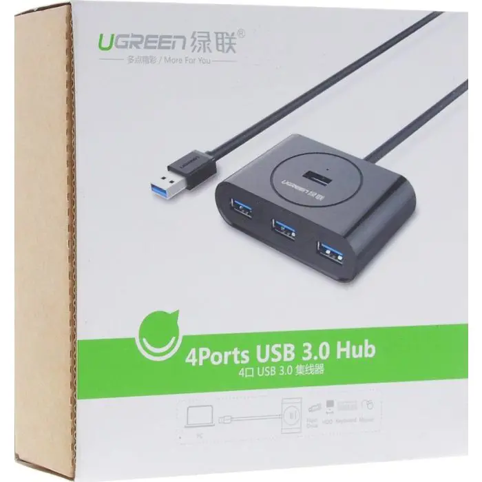 Ugreen USB 3.0 4 Ports Hub black 0.5m - box