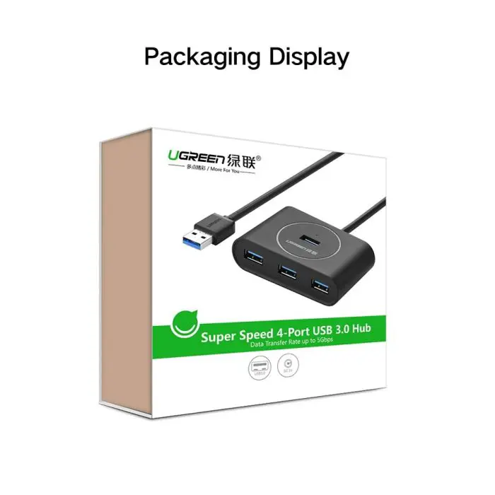 Ugreen USB 3.0 4 Ports Hub black 1m - box