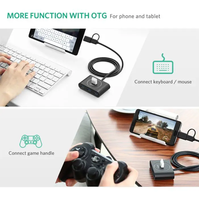 Ugreen USB 3.0 Hub with USB-C 3.1 OTG adapter 1M - box