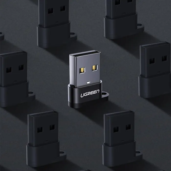UGREEN, USB-C 3.1 (F) / USB-A 2.0 (M), crni