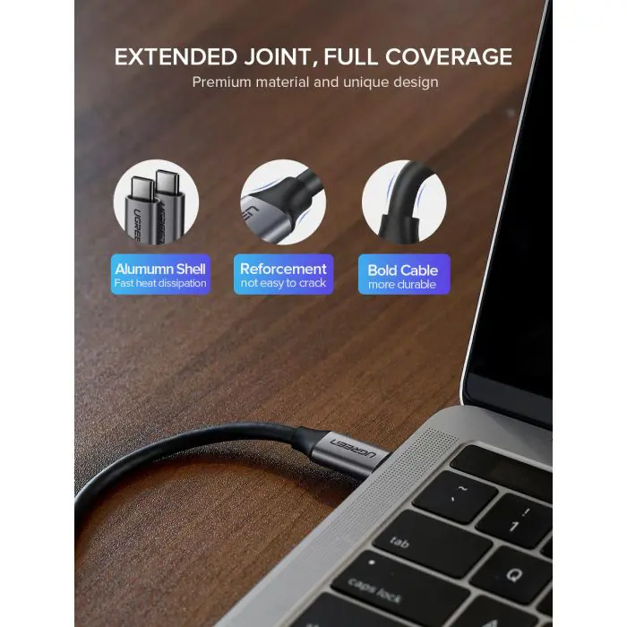 Ugreen USB-C 3.1 Gen1 3A 60W cable, 1.5m - polybag