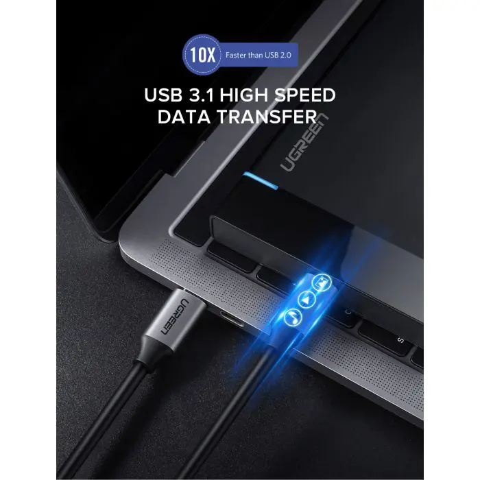 Ugreen USB-C 3.1 Gen1 3A 60W cable, 1.5m - polybag