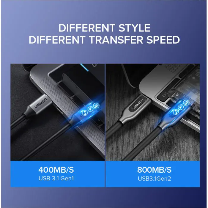 Ugreen USB-C 3.1 Gen1 3A 60W cable, 1.5m - polybag
