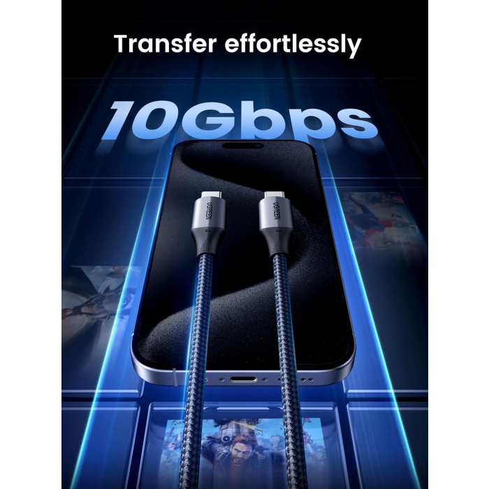 UGREEN USB-C 3.1 M/M Gen2 5A cable 100W 1m (black) - polybag