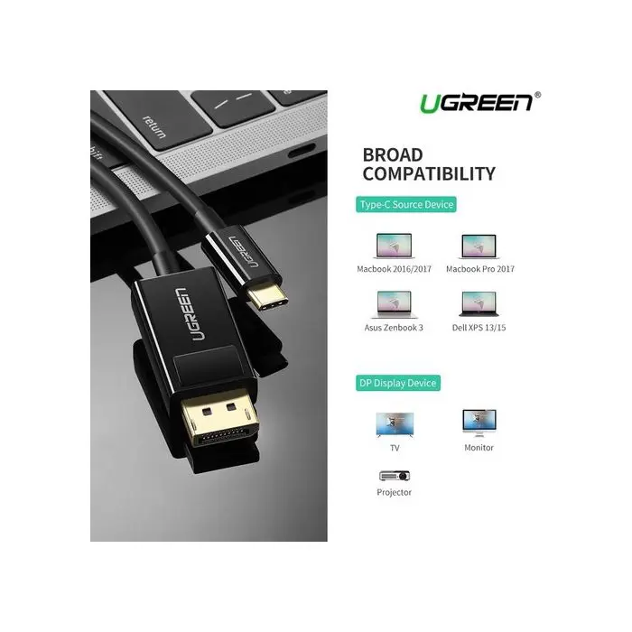 Ugreen USB-C cable in DP 4K (DisplayPort) 1.5M - polybag