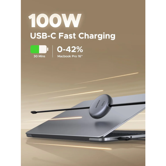 Ugreen USB-C na USB-C izvlečni polnilni kabel 100W, 1M