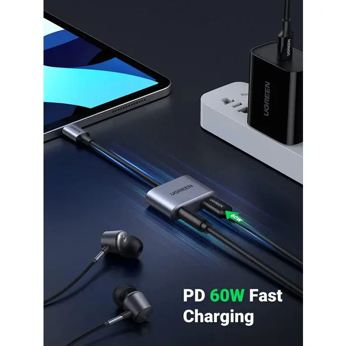 Ugreen USB C to 3.5mm headphone adapter and 2 in 1 charging
