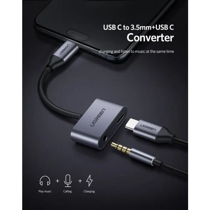 Ugreen USB-C to 3.5mm + USB-C Hub Adapter - box