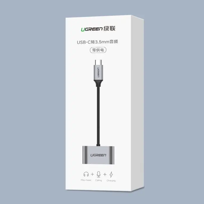 Ugreen USB-C to 3.5mm + USB-C Hub Adapter - box