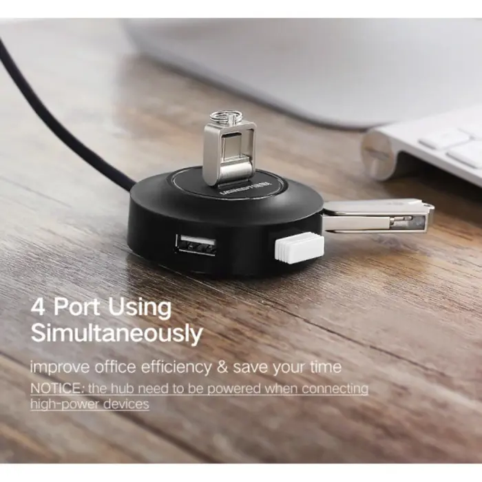 UGREEN USB Hub, USB 2.0 A, 4-portni, crni, 1m