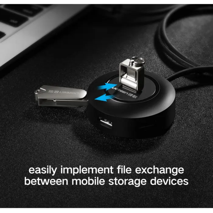UGREEN USB Hub, USB 2.0 A, 4-portni, crni, 1m