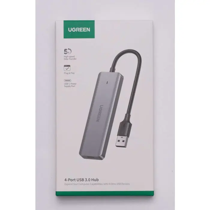 Ugreen USB Hub, USB 3.0, 4-port silver - box