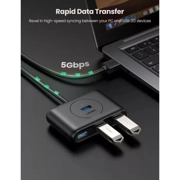 UGREEN USB Hub, USB 3.0 A, 4-portni, crni, 1m