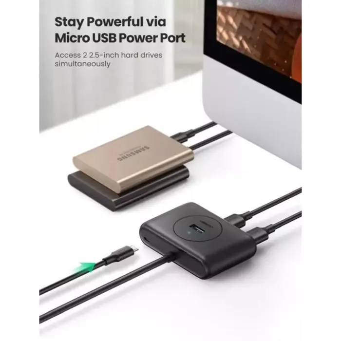 UGREEN USB Hub, USB 3.0 A, 4-portni, crni, 1m