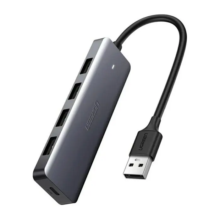 UGREEN USB Hub, USB 3.0 A, 4-portni, micro USB, sivi