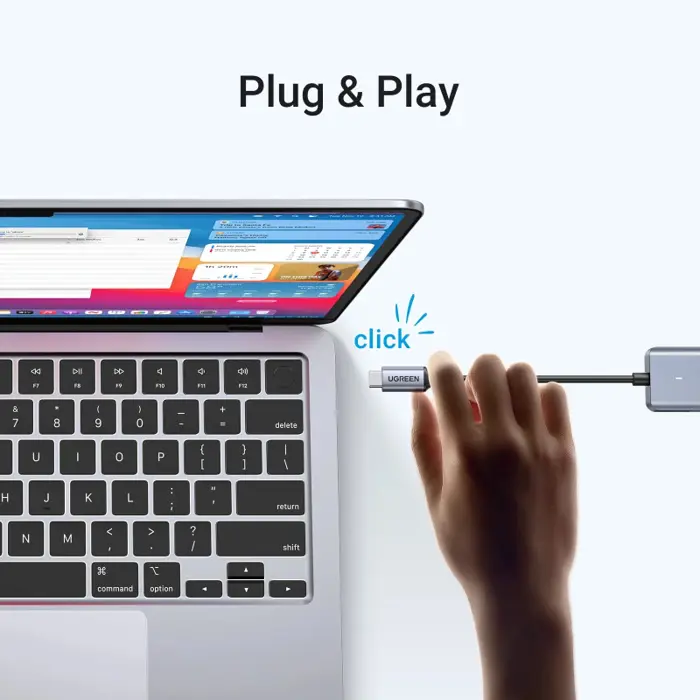 UGREEN USB Hub, USB-C 3.0, 4-portni, kon. za napajanje, sivi