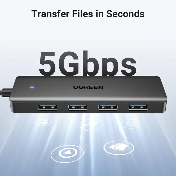 UGREEN USB Hub, USB-C 3.0, 4-portni USB 3.0, sivi