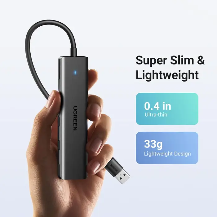 UGREEN USB Hub, USB-C 3.0, 4-portni USB 3.0, sivi