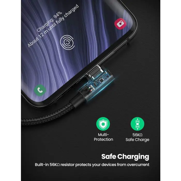Ugreen USB to USB C 90 Degree Fast Charging Cable 1M