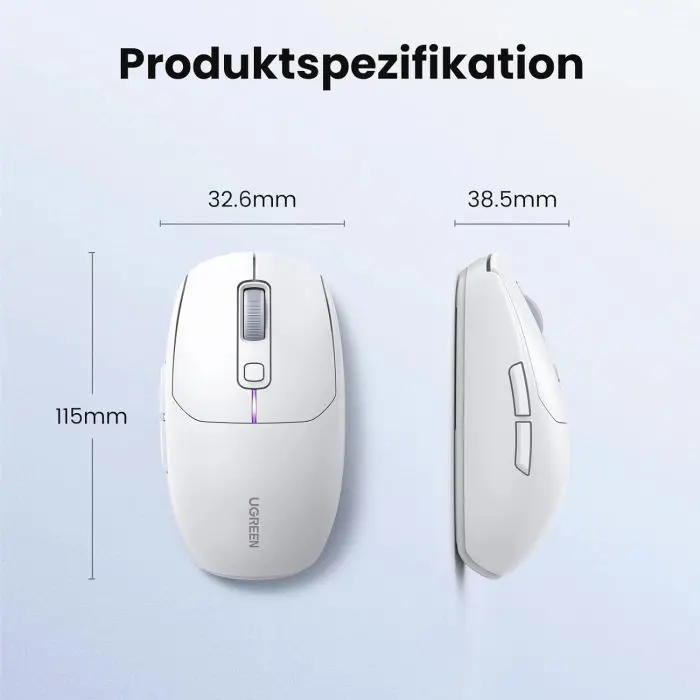 Ugreen wireless mouse 5000 DPI 2.4G+BT - white