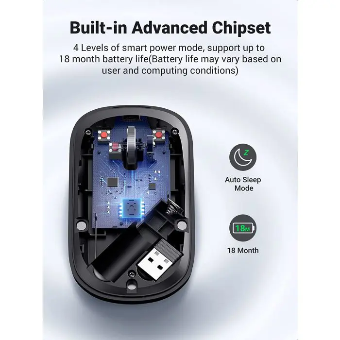 Ugreen wireless silent, thin and light mouse 2.4GHz, 400DPI black - box
