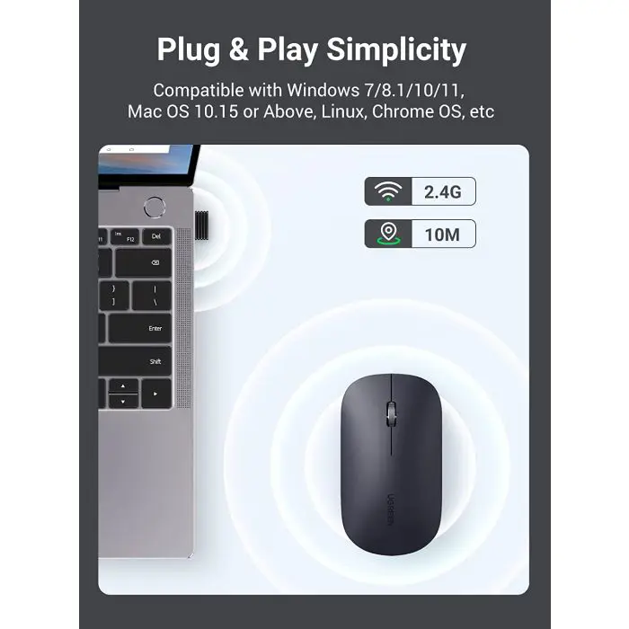Ugreen wireless silent, thin and light mouse 2.4GHz, 400DPI black - box