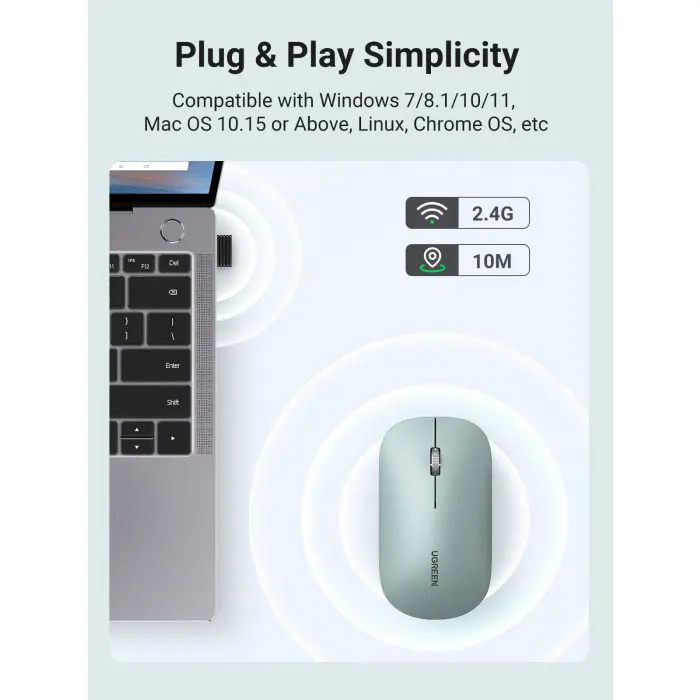 Ugreen wireless silent, thin and light mouse 2.4GHz, 400DPI green - box