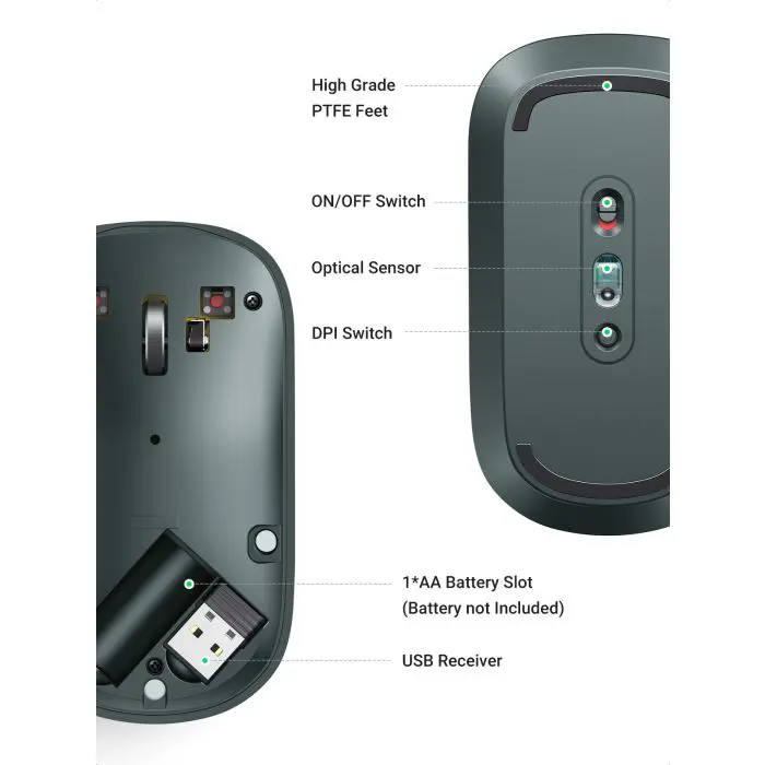 Ugreen wireless silent, thin and light mouse 2.4GHz, 400DPI green - box