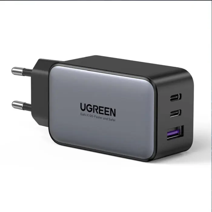 UGREEN zidni punjač 65W, 1xUSB-A, 2xUSB-C, GaN II Tech, QC4.0+, PD3.0, crni