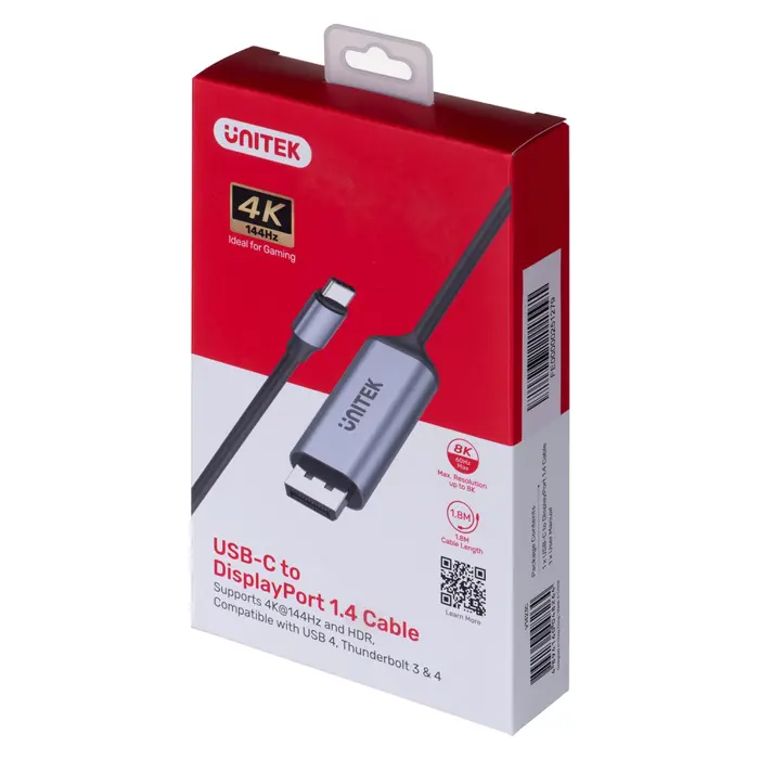UNITEK ADAPTER USB-C, DISPLAYPORT 1.4, 8K@60HZ, 1,8M, V1423C