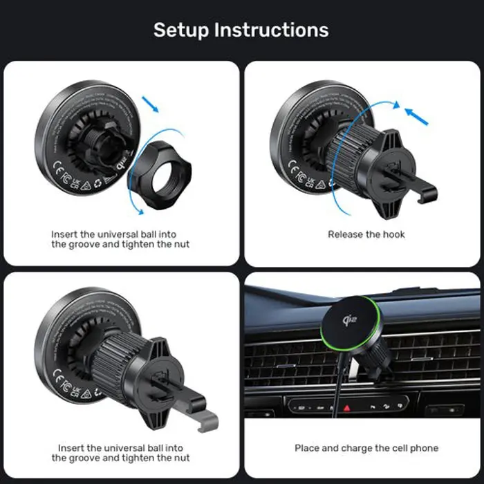 UNITEK CAR CHARGER MAGSAFE HOLDER 38W QI2