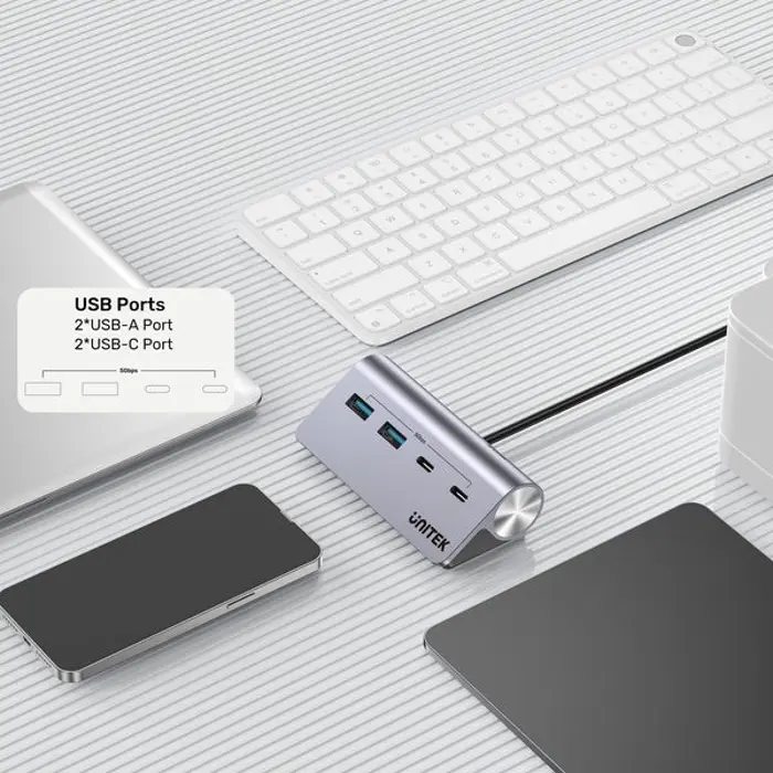 UNITEK HUB USB-C 2X USB-C 2X USB-A 5GBPS ALU
