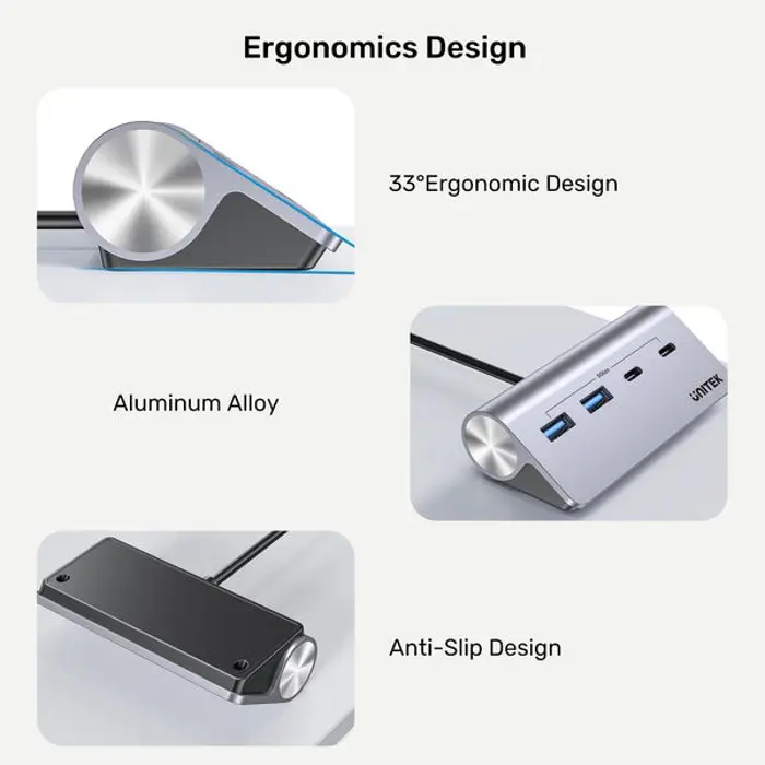 UNITEK HUB USB-C 2X USB-C 2X USB-A 5GBPS ALU