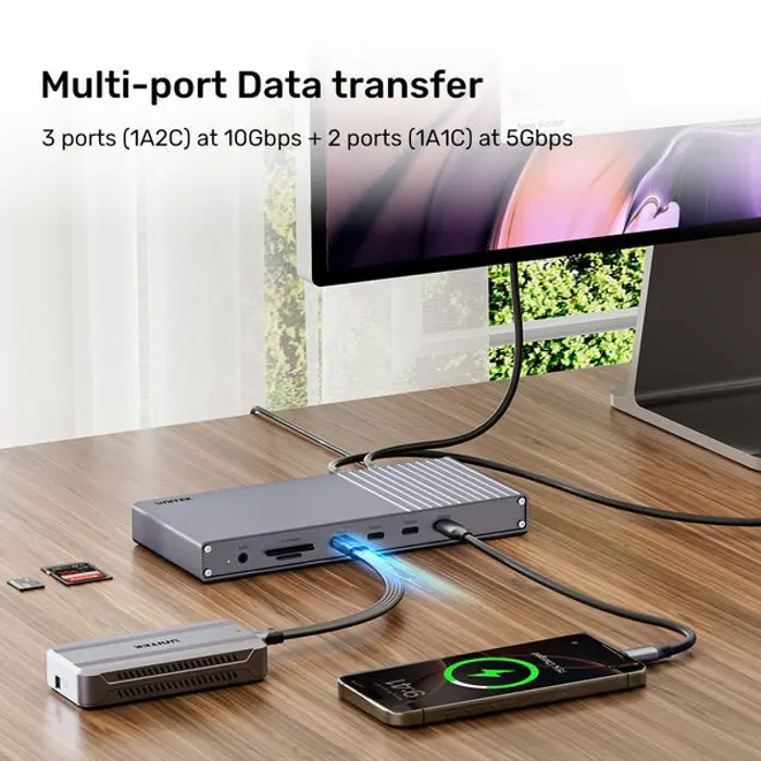 Unitek Potrójna stacja dokująca USB4 40Gb/s,Napajanje 120W