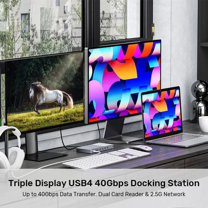 Unitek Potrójna stacja dokująca USB4 40Gb/s,Napajanje 120W