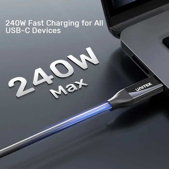 UNITEK USB-C CABLE 4.0 PD 100W 40 GBPS 8K 2M