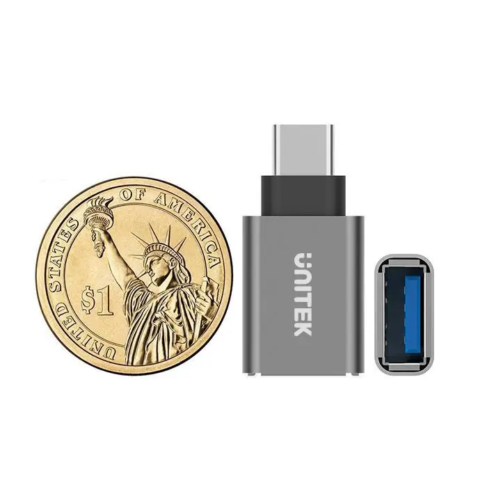 UNITEK Y-A025CGY cable interface/gender adapter USB Type-C USB Type-A Metallic