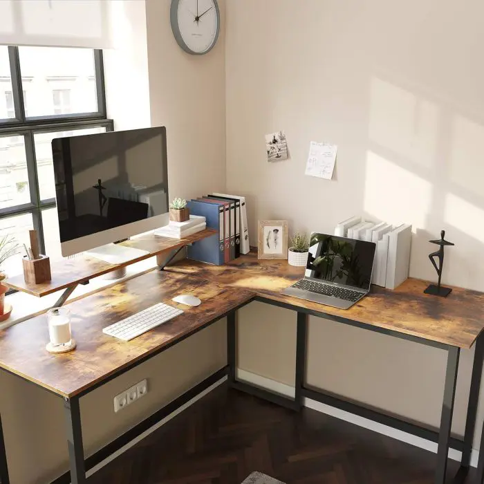 Vasagle Alinru Computer Table, L-shaped corner table with monitor
