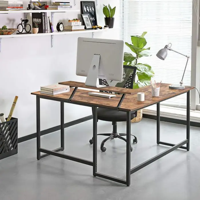 Vasagle Alinru Computer Table, L-shaped corner table with monitor