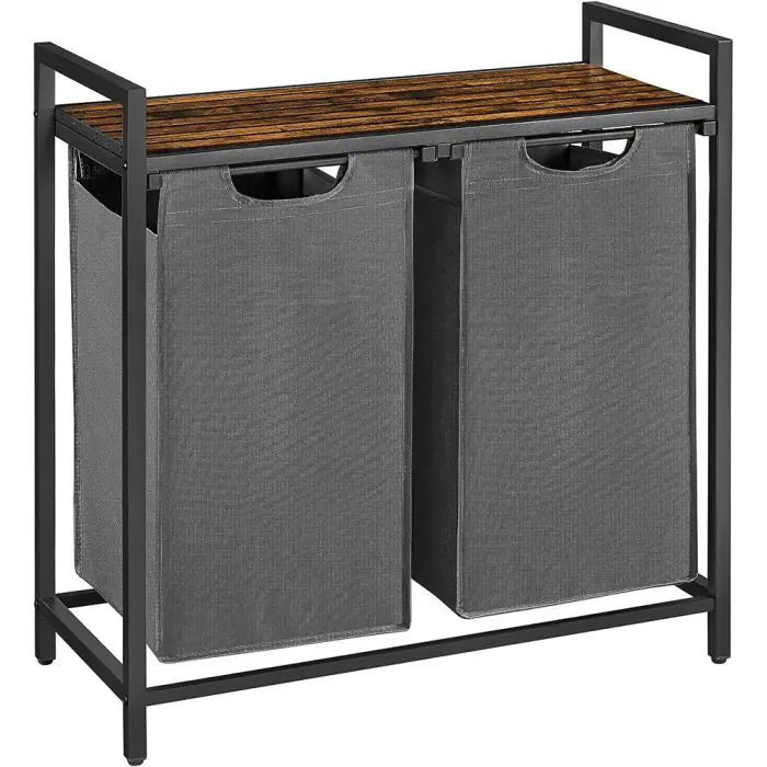 VASAGLE BLH201G01 laundry basket with 2 compartments, black