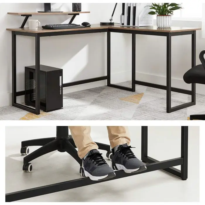 Vasagle L-shaped computer table in Greige/Black